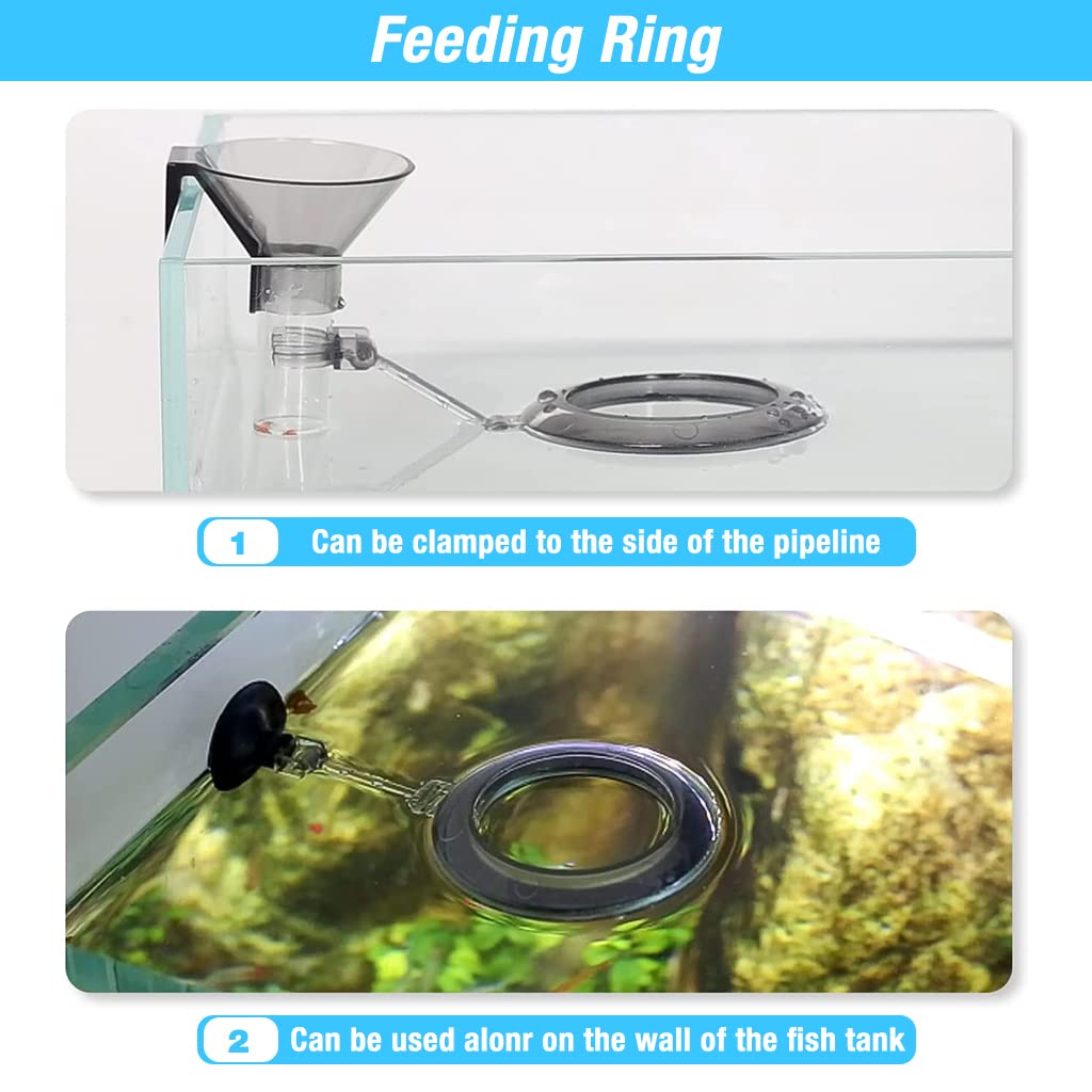 Qpets 14.7''/37.5cm Adjustable Height Fish Tank Fish Feeder Tube Set with Funnel & Fish Feeding Ring, Fish Tank Fish Feeder Aquarium Feed Tube Qpets 14.7''/37.5cm Adjustable Height Fish Tank Fish Feeder Tube Set with Funnel & Fish Feeding Ring, Fish Tank Fish Feeder Aquarium Feed Tube